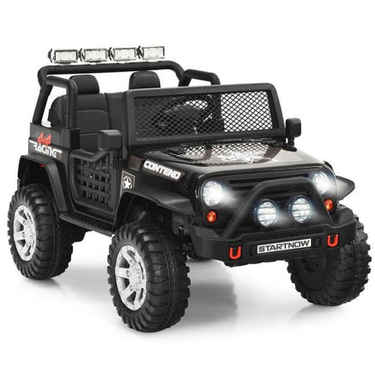 2-Seat Kids Ride on Truck with Parent Remote Control-Black-Black