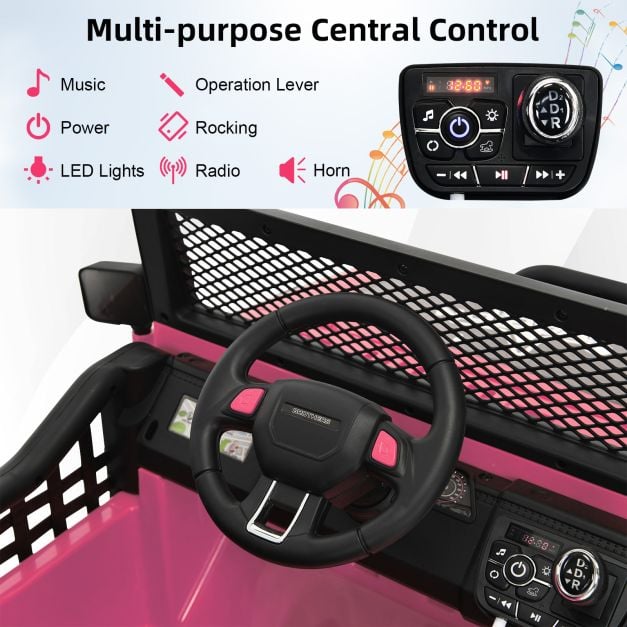 2-Seat Kids Ride on Truck with Parent Remote Control-Pink