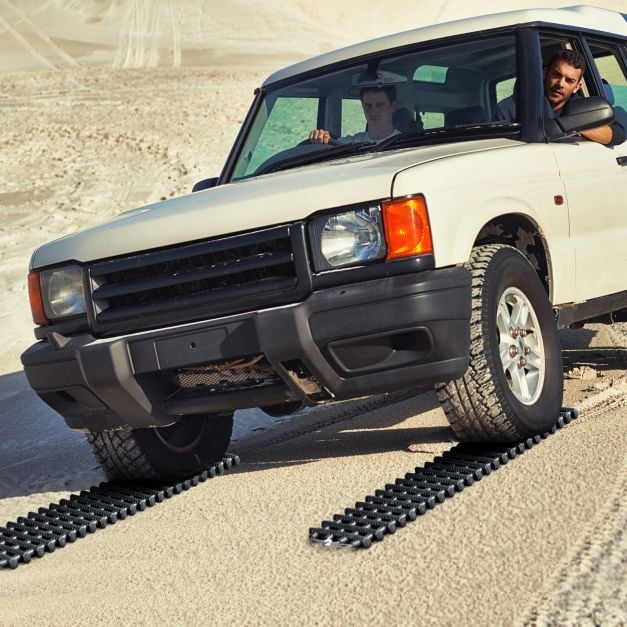 2 Pack Tire Traction Mats with Bag Emergency Traction Aid Black 98 x 21 x 2.8 cm