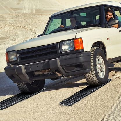 2 Pack Tire Traction Mats with Bag Emergency Traction Aid Black 98 x 21 x 2.8 cm