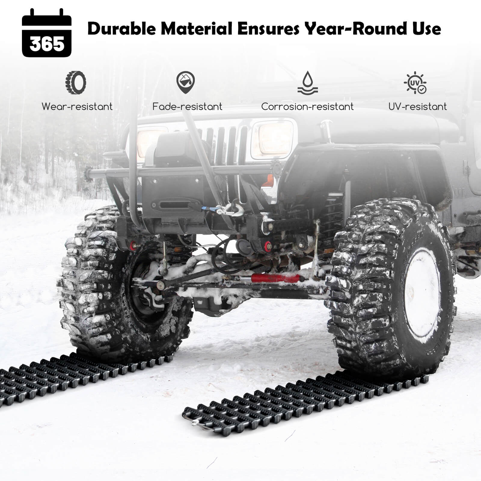 2 Pack Tire Traction Mats Portable TPR Recovery Track Pad with Bag-M