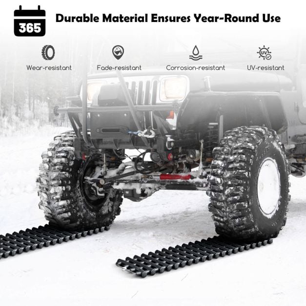 2 Pack Tire Traction Mats with Bag Emergency Traction Aid Black 82 x 21 x 2.8 cm