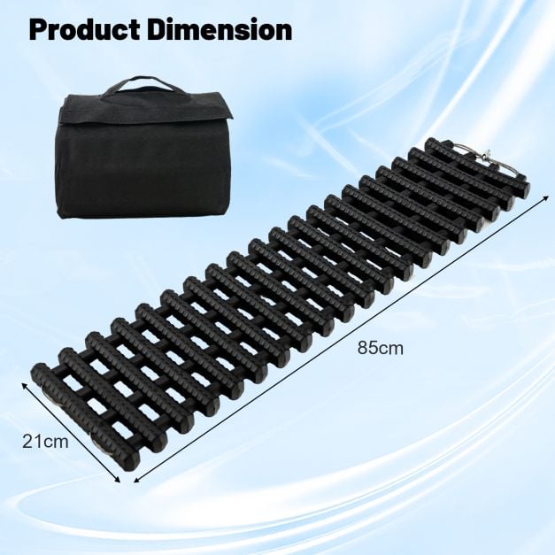 2 Pack Tire Traction Mats with Bag Emergency Traction Aid Black 82 x 21 x 2.8 cm