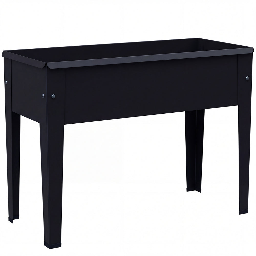 Outsunny Raised Planter, Metal Raised Garden Bed on Legs with Drainage Hole and Foot Covers, Black