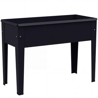 Outsunny Raised Planter, Metal Raised Garden Bed on Legs with Drainage Hole and Foot Covers, Black