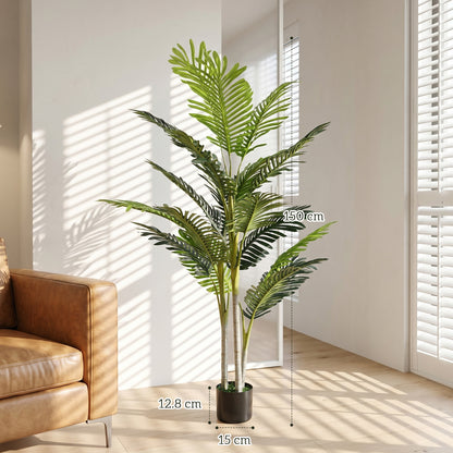 Outsunny 2 Ball Topiary Tree in Pot for Home Decor, Artificial Plant for Home Office, Living Room Decor, Dark Green
