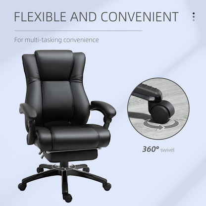 Vinsetto Executive Office Chair for Home, PU Leather Computer Chair, Swivel Desk Chair with Footrest, Wheels, Adjustable Height, Black