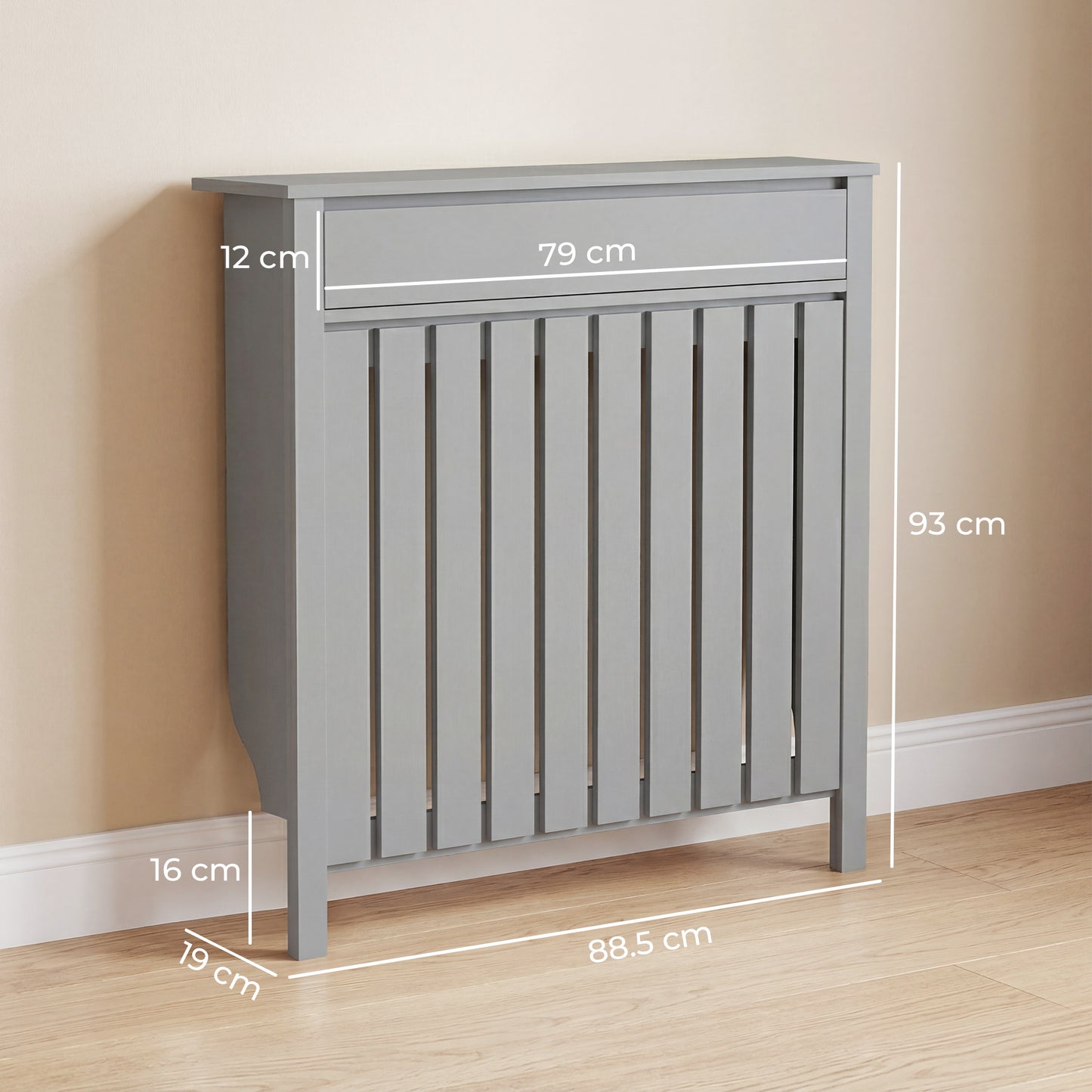 HOMCOM 93 x 88.5cm Rustic-Look Radiator Cover - Grey