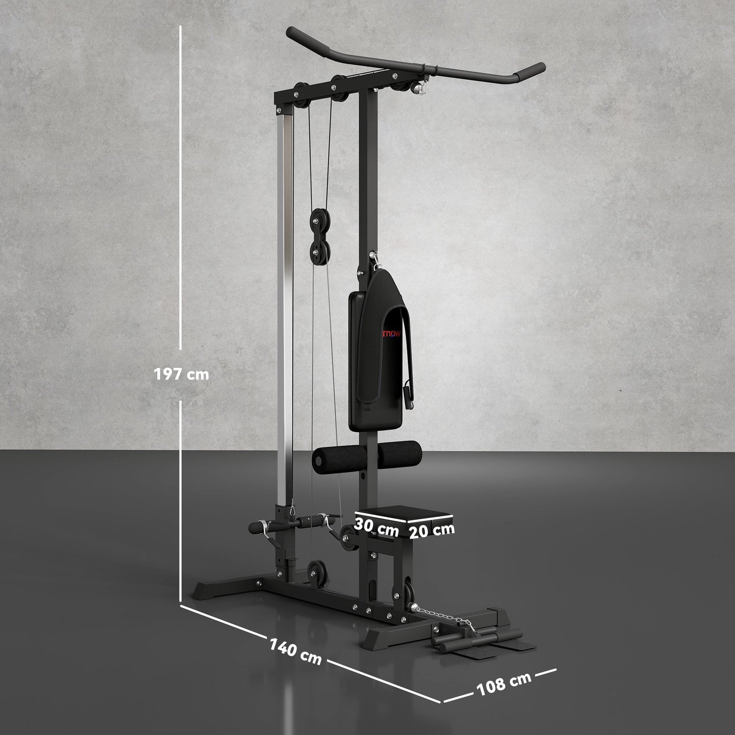 SPORTNOW Pull Up Station, Power Cage with Adjustable Seat, for Home Gym - Black