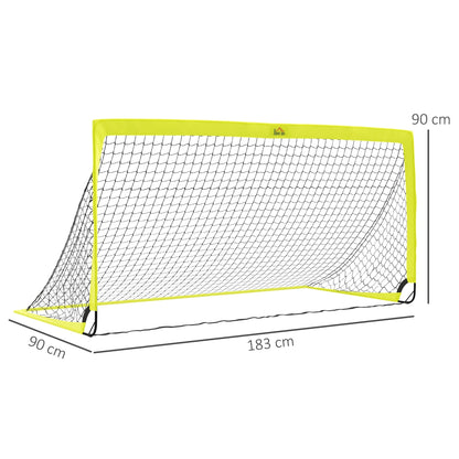HOMCOM Two Football Goal Nets, Foldable Outdoor Sport Training Equipment, for Teens, Adults, with Carrying Bag, Yellow