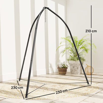 Outsunny Hammock Stand for Hanging Chair Adjustable Height Tripod Hammock Chair Stand Only with Chain, 150 kg Capacity, Black