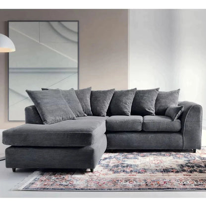 Jumbo Cord Grey Corner Sofa