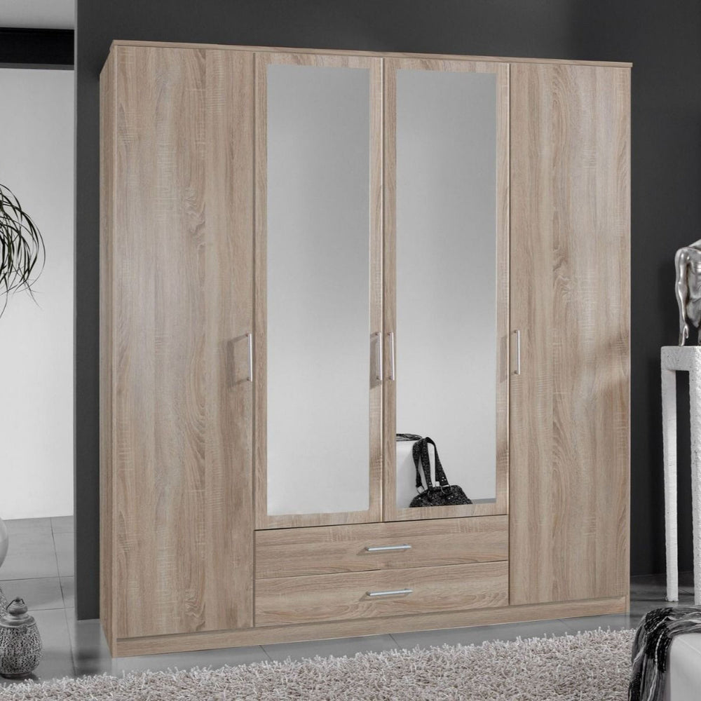 Wardrobe - OKHRA 4 Door Wardrobe Oak 180cm