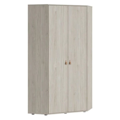 Denim 2 Door Corner Wardrobe in Light Walnut