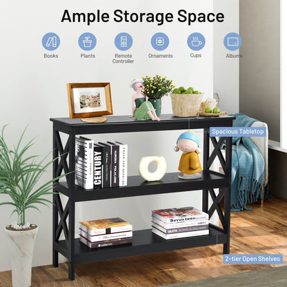 Industrial 3-Tier Console Table with Storage Shelf-Black