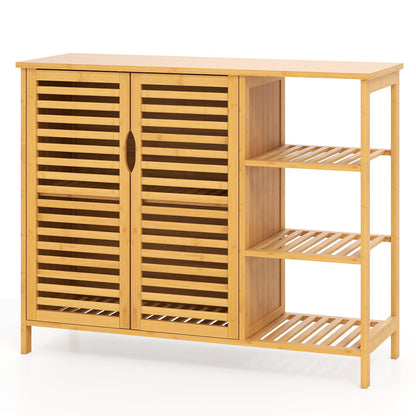 2-Door Bamboo Bathroom Cabinet with Shelves-Natural