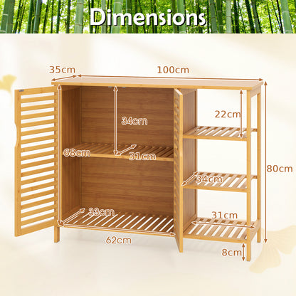2-Door Bamboo Bathroom Cabinet with Shelves-Natural