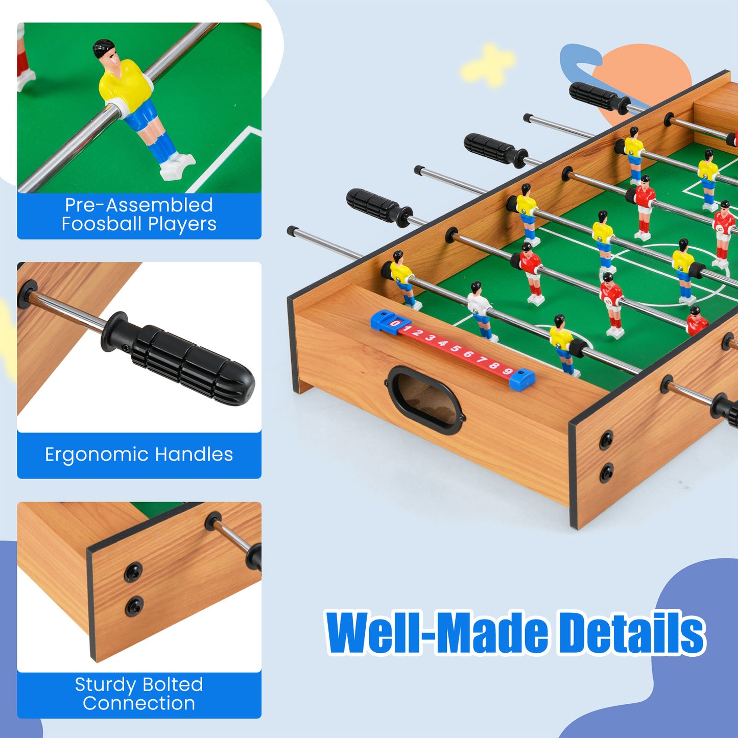 2 In 1 Multi Game Table Compact Tabletop Foosball Table and Hockey Game