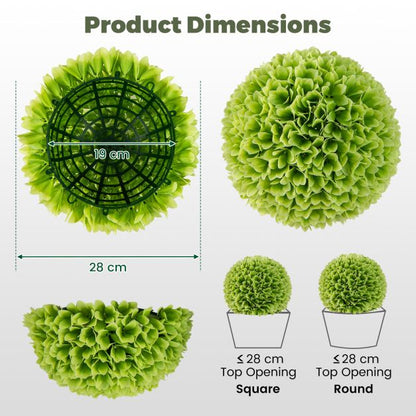 2 Pieces 28 CM Artificial Plant Topiary Balls-Green