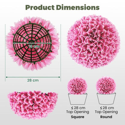2 Pieces 28 CM Artificial Plant Topiary Balls-Pink
