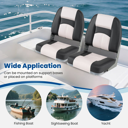 2-Pack Boat Seats with Thick Sponge Padding-Grey