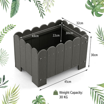 2 Pack Rectangular Planter Box HDPE Flower Pot with Drainage Gaps-Grey