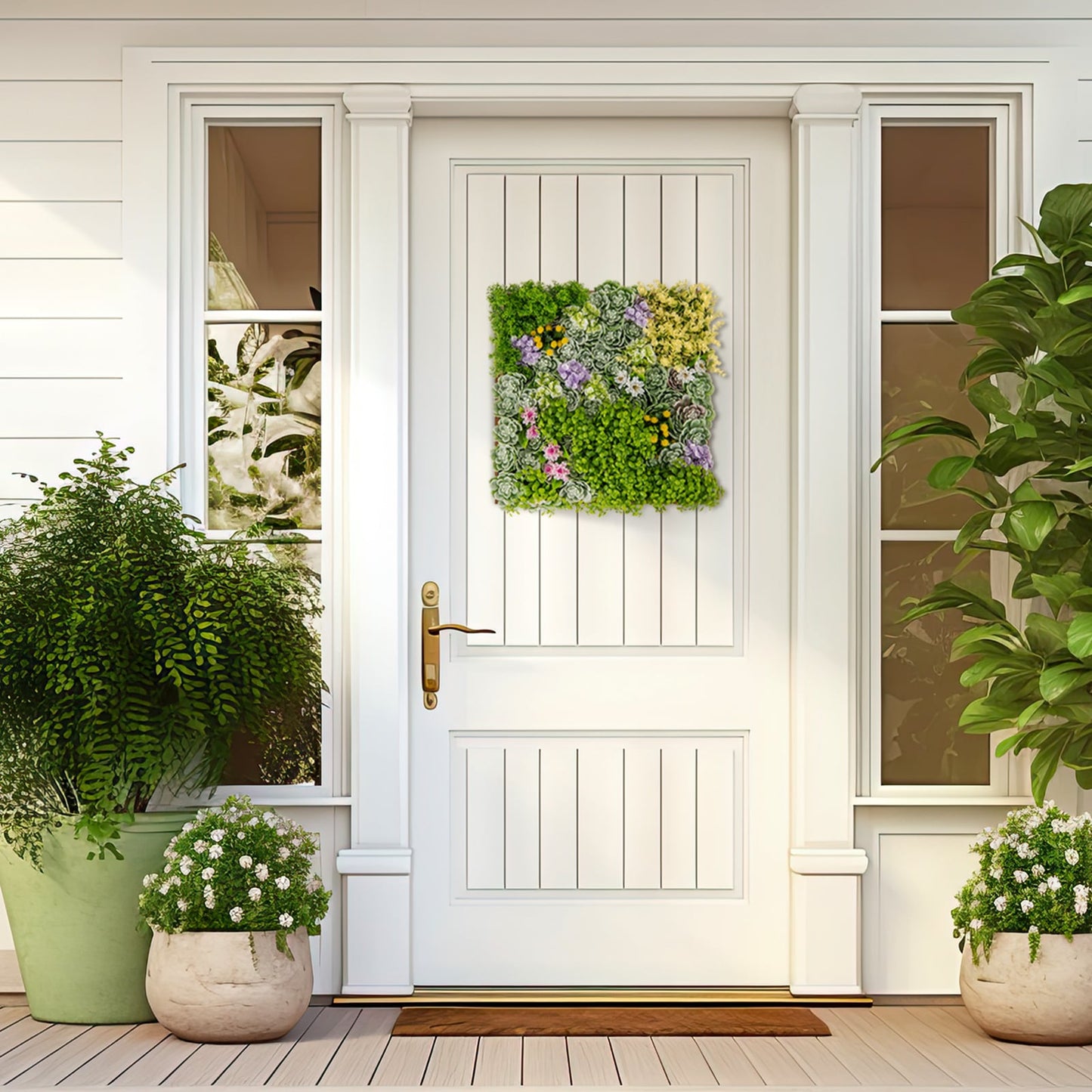2 Pack Square Framed Artificial Foliage Wall Art with 10 Types of Mixed Faux Plants