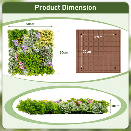 2 Pack Square Framed Artificial Foliage Wall Art with 10 Types of Mixed Faux Plants