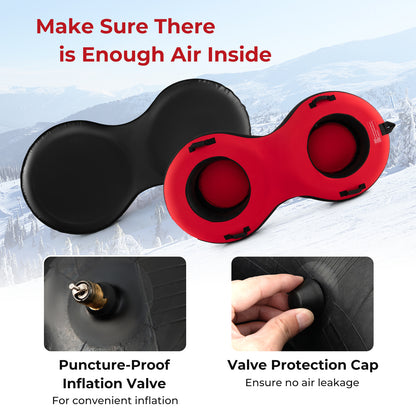 2-Person Inflatable Snow Tube for Adults Kids-Red