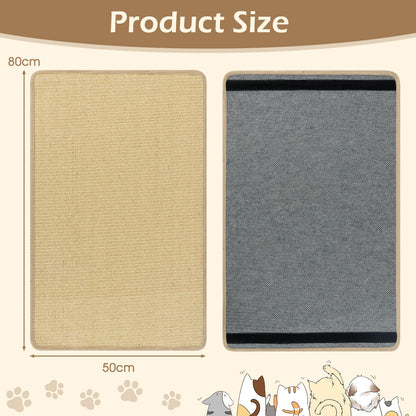 2-Piece Cat Scratcher Mat Set 80 x 50 cm Natural Sisal Pads