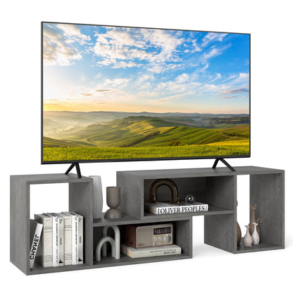 2-Piece Console TV Stand Modern Minimalist Entertainment Center-Grey
