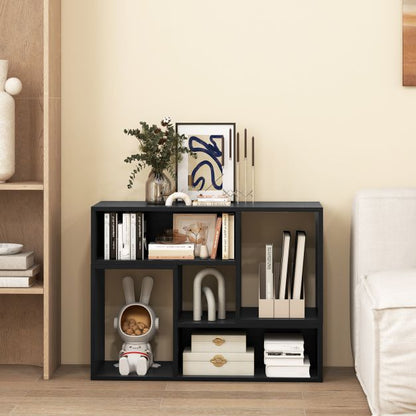 2-Piece Console TV Stand Modern Minimalist Entertainment Center-Black