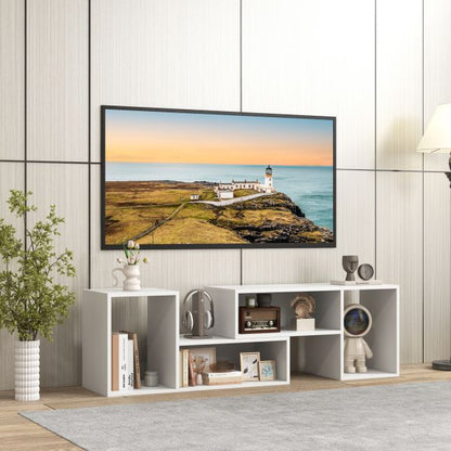 2-Piece Console TV Stand Modern Minimalist Entertainment Center-White