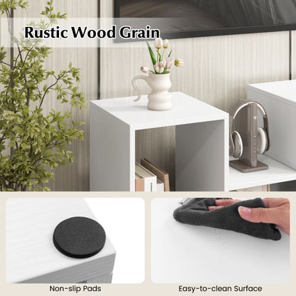 2-Piece Console TV Stand Modern Minimalist Entertainment Center-White