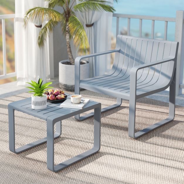 2-piece garden furniture set made of PP Weatherproof balcony set Garden chair with table Balcony furniture
