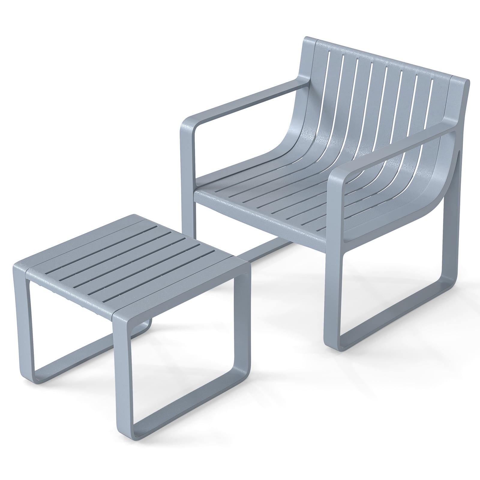 2 Piece Patio Furniture Set with Square Coffee Table-Grey