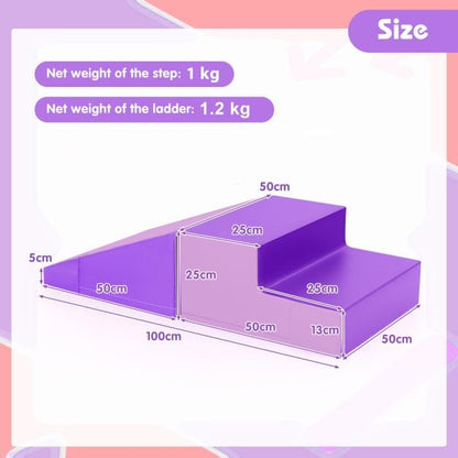 2-Piece Step and Slide Climber for Infants and Toddlers Baby Soft Play Set Foam Blocks-Purple