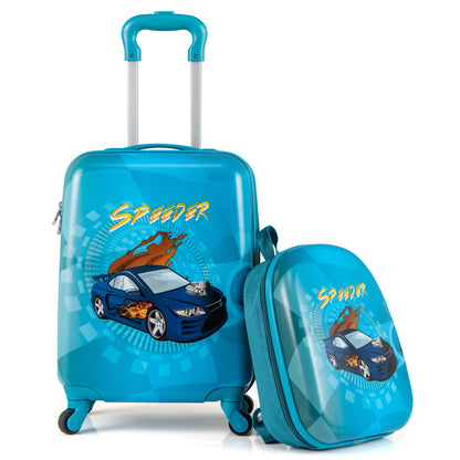 2 Pieces Kid Luggage Set with 4 Spinner Wheels and Telescopic Handle-Navy