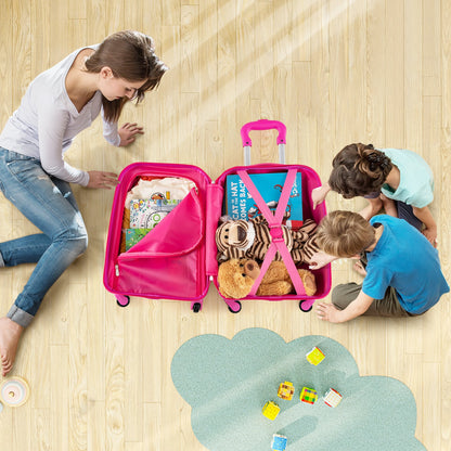 2 Pieces Kids Luggage Set with Wheels and Height Adjustable Handle-Light Purple