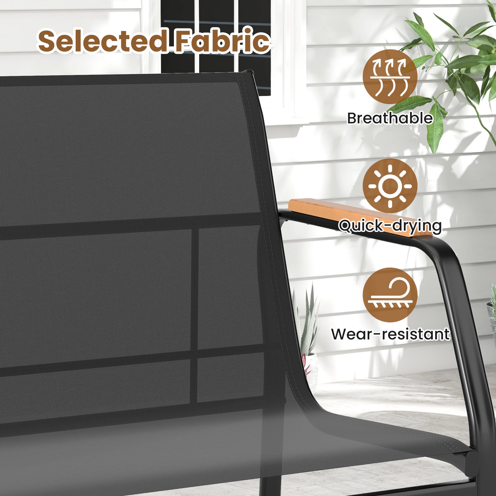2 Pieces Patio Furniture Set with 2 Storage Compartments-Black