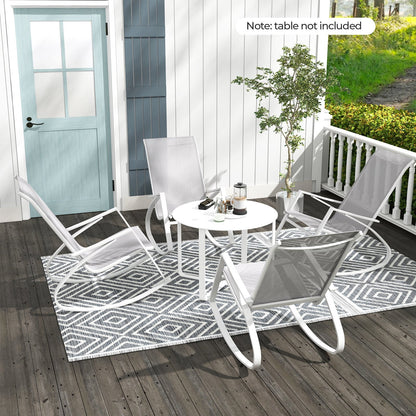 2 Pieces Patio Rocking Chairs with Ergonomic Backrest and Safe Stoppers-Grey