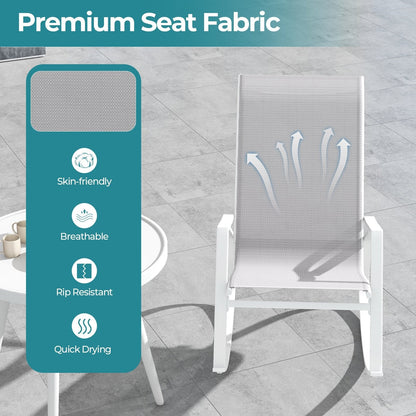 2 Pieces Patio Rocking Chairs with Ergonomic Backrest and Safe Stoppers-Grey