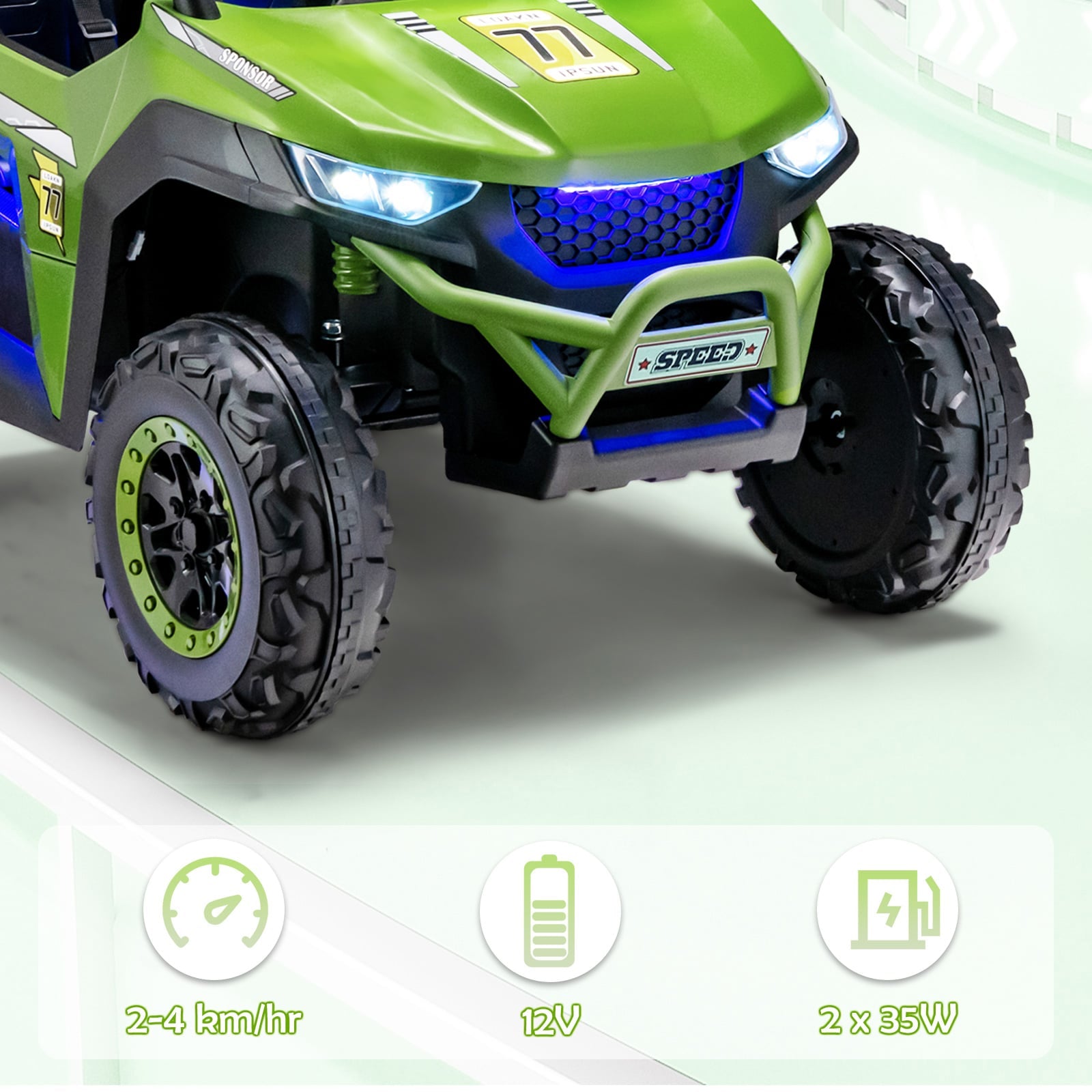 12V Battery Powered Electric Car 2-Seater Kids Ride on UTV-Green