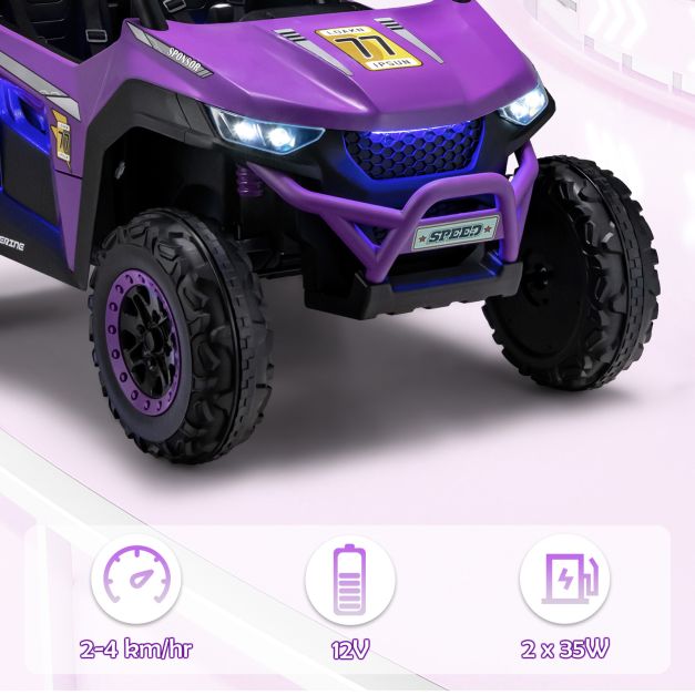 12V Battery Powered Electric Car 2-Seater Kids Ride on UTV-Purple