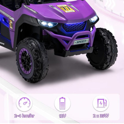 12V Battery Powered Electric Car 2-Seater Kids Ride on UTV-Purple