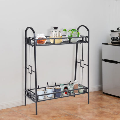 2 Tier Metal Plant Stand Indoor Outdoor Flower Pots Display Rack Shelf