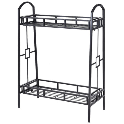 2 Tier Metal Plant Stand Indoor Outdoor Flower Pots Display Rack Shelf