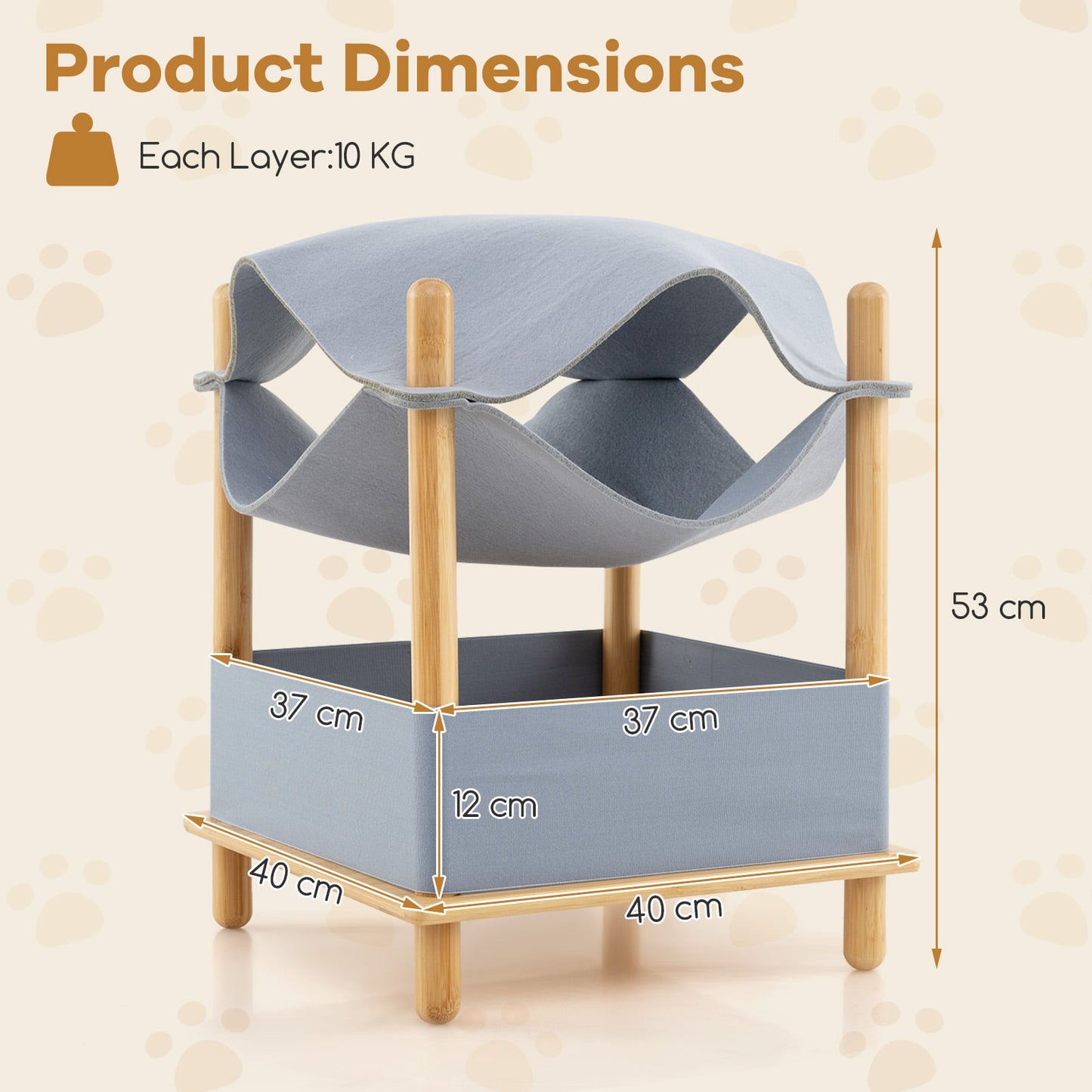 2-Tier Wooden Cat House Modern Cat Tree with Semi-enclosed Condo-Grey