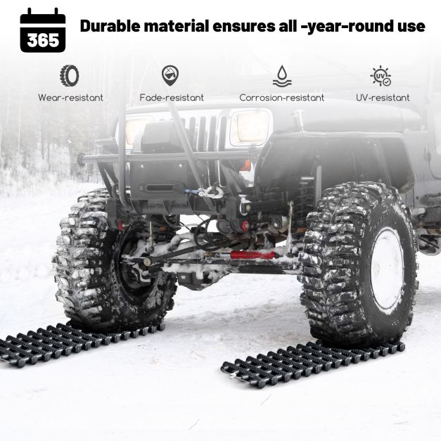 2-Pack Tire Traction Mats with Bag Emergency Traction Aid Black 61.5 x 21 x 2.8 cm