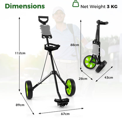 2 Wheels Foldable Golf Cart with Scoreboard-Green